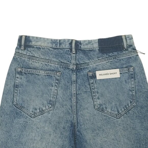 NWT ZARA button fly high waist distressed raw hems relaxed fit denim sho… - Picture 5 of 16